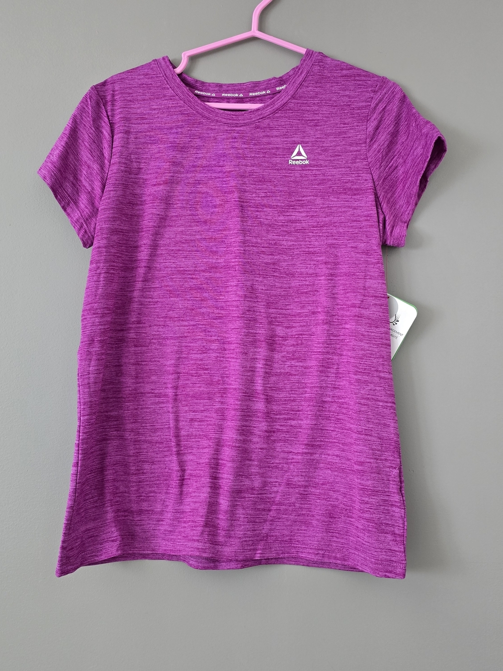 Reebok Women's Short Sleeve Heathered Magenta Tee